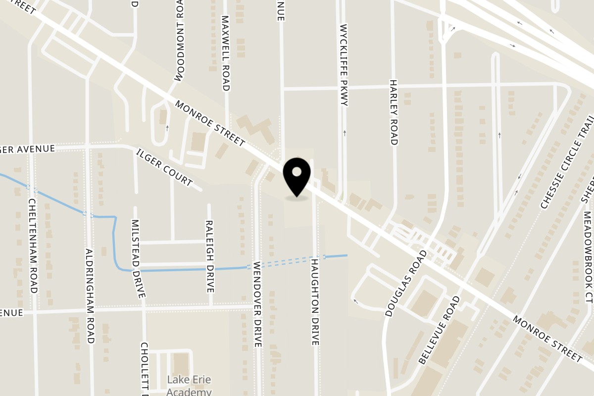 Map showing the location of Tiger Bakery & Deli Monroe St on 4215 Monroe St in Toledo